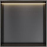 Hotbath &More Inbouwnis - 30 x 30 x 10 cm - Frameless - met LED-verlichting - Geborsteld Zwart PVD