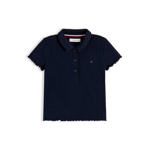 Tommy Hilfiger polo met golvende afwerking - donkerblauw