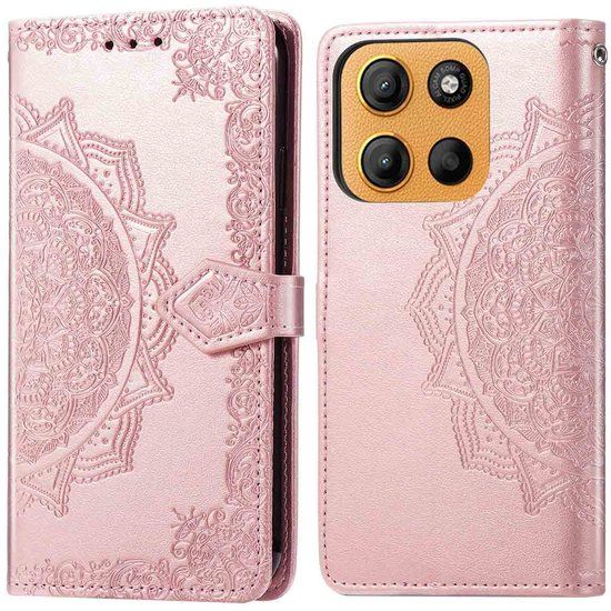 imoshion Mandala Bookcase - Geschikt voor Motorola Moto G15 / G15 Power - Rosé Goud