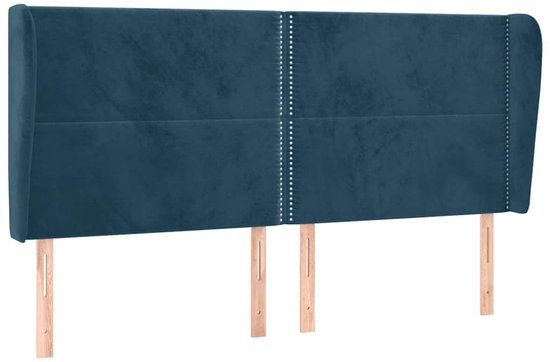 VidaXL Hoofdbord met randen 203x23x118/128 cm fluweel donkerblauw