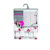 zachtheid Paar rechte, lussen 2 x 60 x 90 cm, voile, zandkleuren, kleine bloem, wit/rood