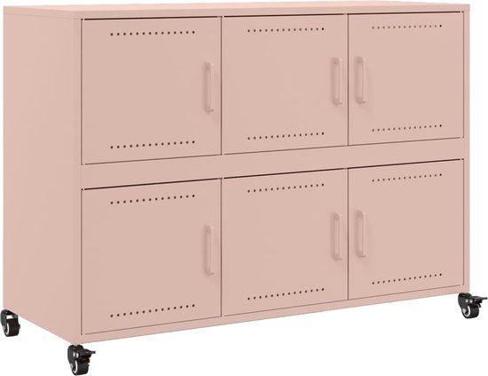 vidaXL Dressoir 100,5x39x72 cm Staal Roze