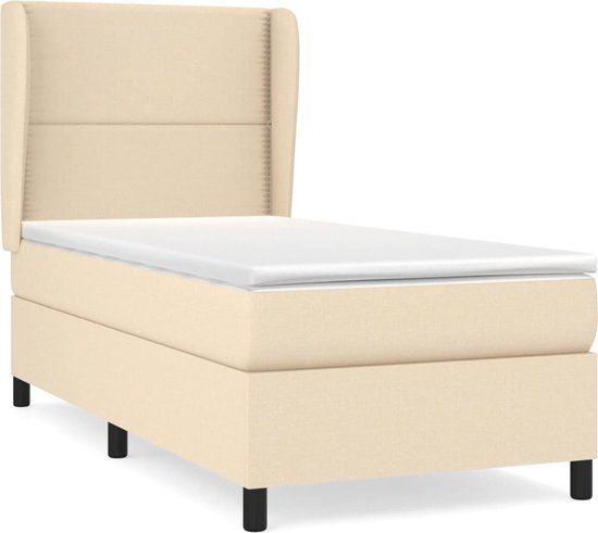vidaXL Boxspring met matras stof crèmekleurig 100x200 cm