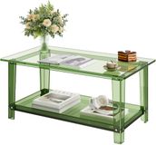 VEVOR table basse en acrylique, 2 couches table centrale avec étagère de rangement, table à café rectangulaire moderne en acrylique, idéale pour salle à manger, îlot de cuisine, restaurant, bureau, 50 x 80 x 40 cm (vert)