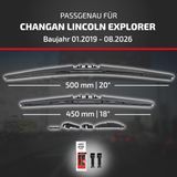 HEYNER® Essuie-glace pour CHANGAN LINCOLN EXPLORER 01.2019 - 10.2026, HYBRID Balai d'essuie-glace plat, Aérodynamique & Flexible, Revêtement nanographique