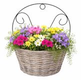 Mega Collections Plantenmand muurhanger Assen - grijs - H40 cm - wilg