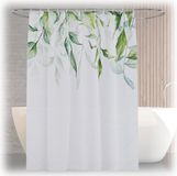 Merkloos Relaxdays douchegordijn bladeren, badgordijn 180x200, anti-schimmel, wasbaar, 12 ringen, badkamer gordijn, meerkleurig