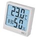 EMOS Digitale thermometer en hygrometer – draagbare thermo-hygrometer – kamerluchtbewaking – binnenthermometer met binnenvochtigheidsweergave, tijd, wekker met snooze en kalender – wit
