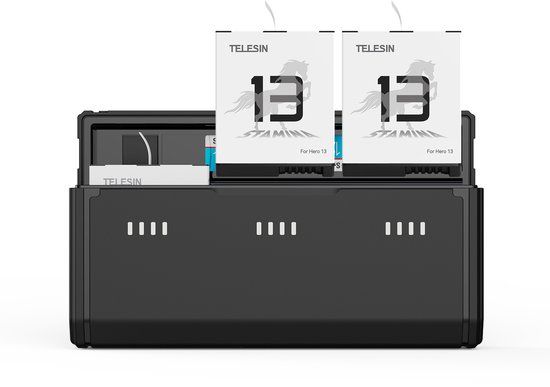 Telesin Pocket Triple Oplaadcase met 2 batterijen - voor GoPro 13 - Zwart
