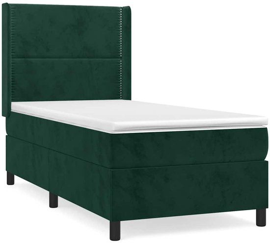 vidaXL Boxspring met matras fluweel donkergroen 100x200 cm