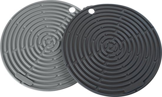 Lurch Pannenlap en Onderzetter - Siliconen - Ø20 cm - Set van 2 Stuks - Grijs/Zwart