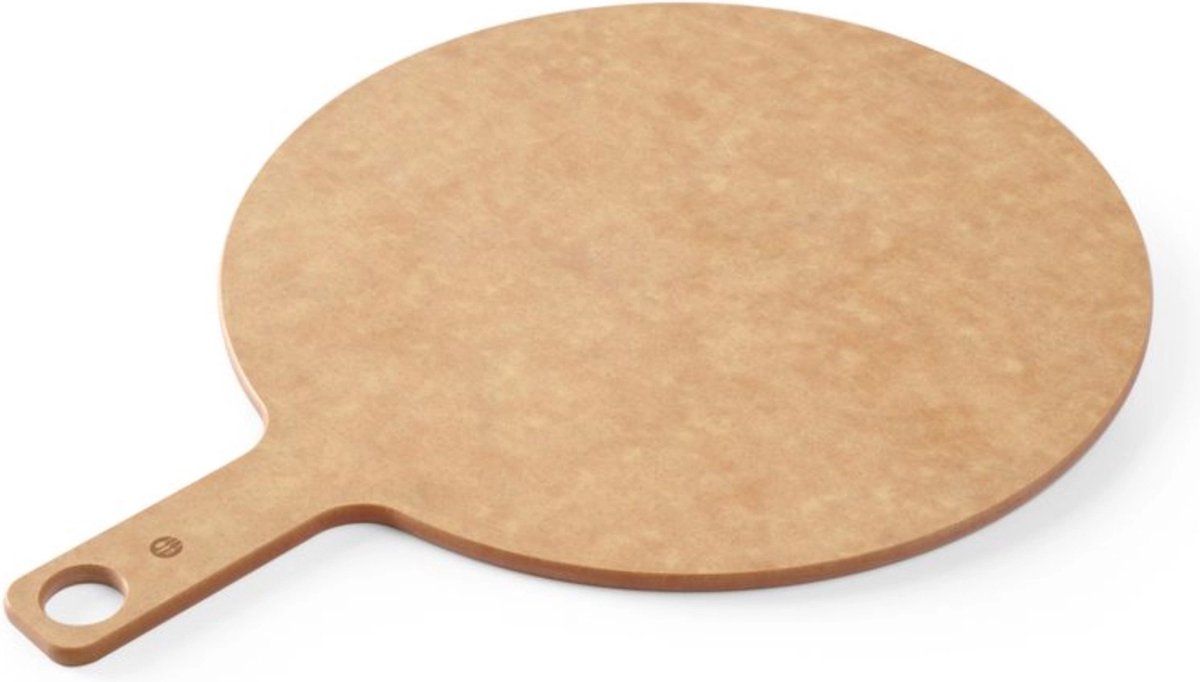 HENDI Pizza plank met handvat, serveerplank, borrelplank, met ophangoog, ø406x(H)6mm, hout