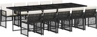 vidaXL 11-delige tuinset met kussens, polyrattan, zwart