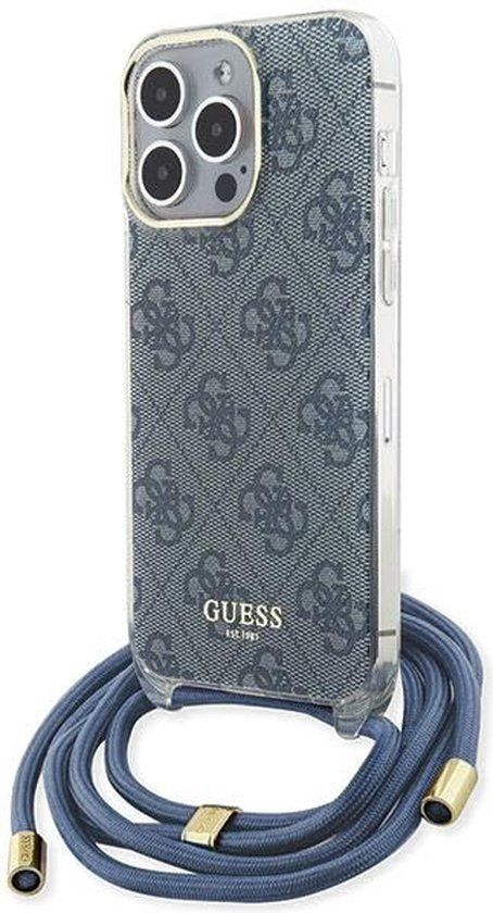 Guess 4G Printed Crossbody Back Case - Apple iPhone 15 Pro Max - Blue