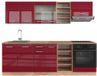 Vicco R-Line Complete keukeneenheid – 240 cm zonder werkblad Rood hoogglans/gouden eik