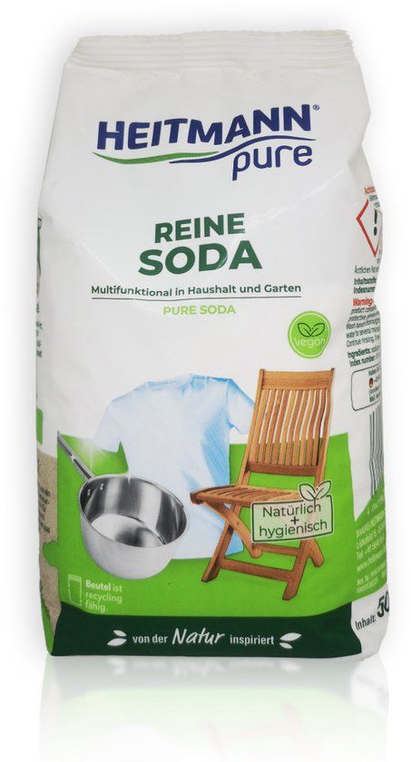 Heitmann pure Soda- Natuurvriendelijk Was- en Schoonmaakmiddel, Ecologische Reiniger voor het huishouden, 1x 500g