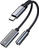 MMOBIEL USB-C naar 3.5mm Hoofdtelefoon en Oplaad Adapter Geschikt voor Smartphones - 16 Bit / 60W 2-in-1 Splitter USB-C naar Mic Aux Audio Jack Adapter met Snel Opladen
