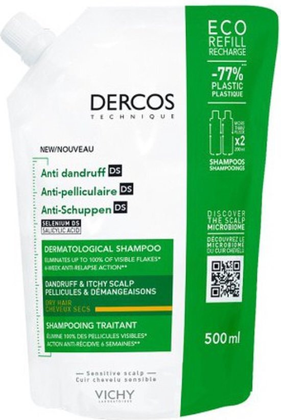 Vichy Dercos Technique Anti-roos DS Shampoo Navulling - voor droog haar - 500 ml