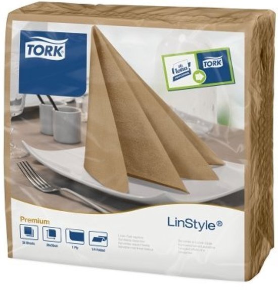 Tork LinStyleÂ® servet 39x39cm 1/4-vouw biscuit 12x50