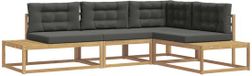 vidaXL - Tuinbankenset met kussen - Wit - 277,5 x 198,5 x 73 cm - Polyester