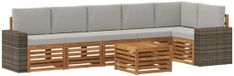 vidaXL - Ensemble de salon d'angle - 6 places assises - Naturel et gris clair - Polyester