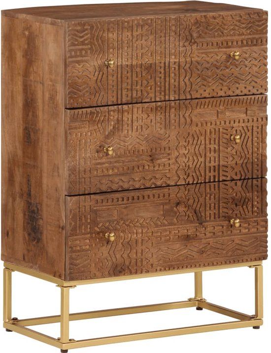 vidaXL Ladekastje - 55x30x76 cm - Massief Mangohout en IJzer - Bruin