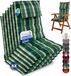 Beautissu Sun-HL - Set van 6 Premium Hoge Rugleuning Kussen met Hoofdkussen 120x50 cm – UV-bestendig & 8cm Dik Kussen Tuinstoelkussen Antislip Bevestigingsbanden – Stevige Stof Groen geblokt