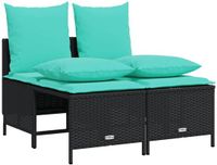 vidaXL 4-delige tuinbankset met kussens, zwart polyrotan