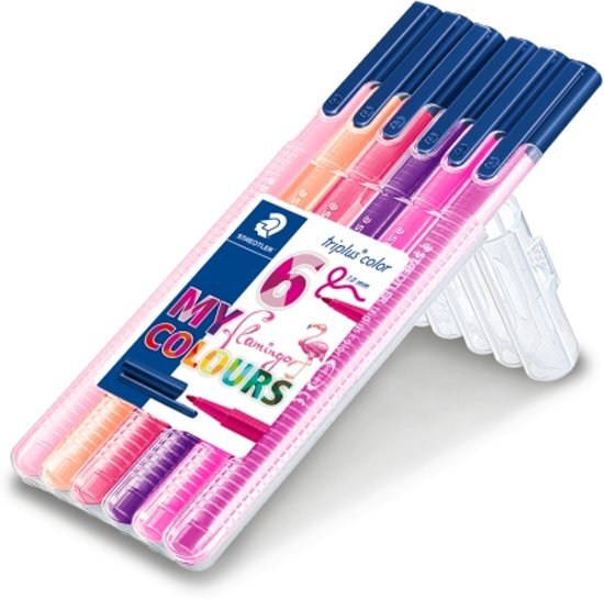 Staedtler triplus color kleurstift - Box 6 st flamingo colours Driekantige kleurstift - Flamingo kleuren