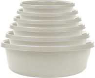 KADAX Matte plastic wasbak, kunststof kom, ronde spoelbak, robuuste waskom, huishoudwaterkom voor badkamer, multifunctionele kuip (crème, 9 liter)