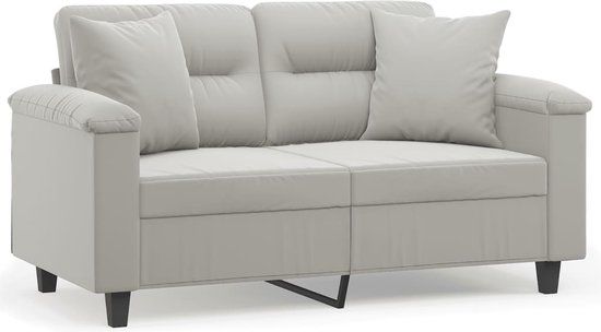 vidaXL Tweezitsbank met kussens 120 cm microvezelstof lichtgrijs