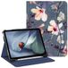 Fintie Hoesje voor iPad (A16) 11e generatie 11 inch (2025), iPad 10e generatie 10,9 inch (2022), beschermende standaard met meerdere kijkhoeken met potloodhouder en zak, bloeiende hibiscus