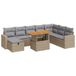 vidaXL 9-delige Loungeset met kussens, polyrattan, acacia, beige