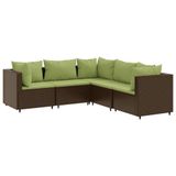 vidaXL 5-delige Loungeset met kussens, poly rattan, bruin