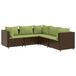 vidaXL 5-delige Loungeset met kussens, poly rattan, bruin