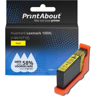 PrintAbout   Huismerk Lexmark 100XL (14N1071E) Inktcartridge Geel Hoge capaciteit