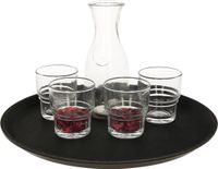 Merkloos Horeca dienblad met anti slip laag - 2x - zwart - kunststof - D35 cm - rond dienblad