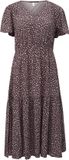 s.Oliver Robe à col en V, manches bouffantes longues et ceinture aubergine, taille 40