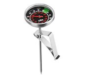 cilio Melkthermometer, roestvrij staal, temperatuurmeter voor vloeistoffen, voor perfect melkschuim, verstelbare clip, markeringen bij 60 °C - 70 °C, schaal tot 100 °C