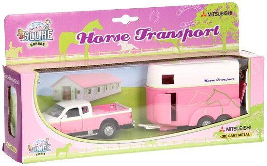 Kids Globe Die-cast Auto met Paardentrailer Roze 1:32 - Boerderij Speelgoed