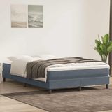 vidaXL Boxspringbed zonder matras, donkergrijs, 140x220 cm, fluweel