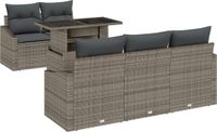 vidaXL Tuinbank - Set - 6 - st - Grijs - poly - rattan