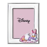 Disney Baby - Daisy Duck - zilveren fotolijst met kleurrijke beschilderde details van tafel of nachtkastje voor de meisjeskamer, perfect als cadeau-idee voor doop of verjaardag