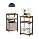 Furinno Just 3-Tier Industriële Metalen Frame Bijzettafel met Opbergplanken, 2-Pack, Amber Pine