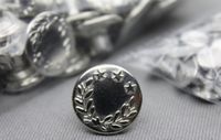 Merkloos 6 jeans inslagknopen - 14 mm - zilver / nikkel