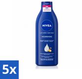 Nivea 5 x Body Milk - 72u Hydratatie - Droge tot Zeer Droge Huid - 400 ml - Voordeelverpakking