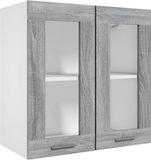 vidaXL Vitrinekast hangend Lyon 60x31x60 cm bewerkt hout grijs sonoma eiken