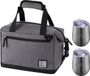 Brisby 12L Koeltas Donkergrijs + Brisby Thermosbeker Set RVS
