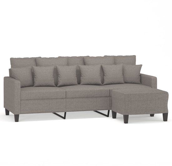 vidaXL Driezitsbank met voetenbank 180 cm stof taupe