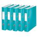 Leitz Kwaliteitsmap 180°, 5-pack, A4, smal, 5,2 cm rugbreedte, gelamineerd grijs karton, ijsblauw, WOW-serie, 10064051